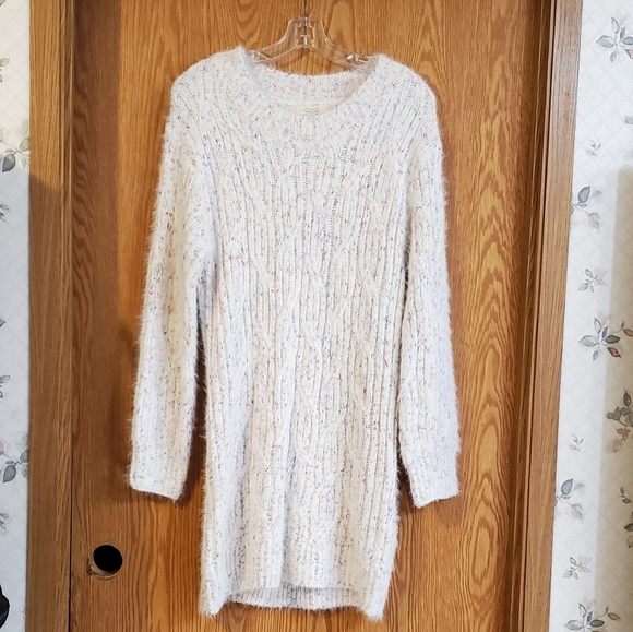 ODDY fuzzy confetti sweater dress white/multicolored size M/L - Picture 2 of 11